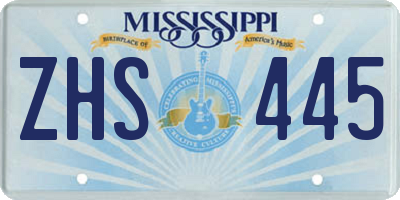 MS license plate ZHS445