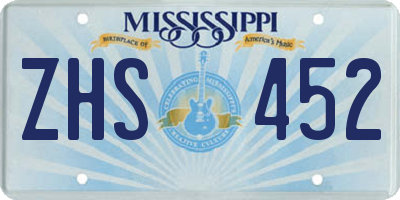 MS license plate ZHS452