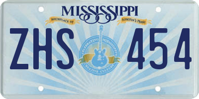 MS license plate ZHS454