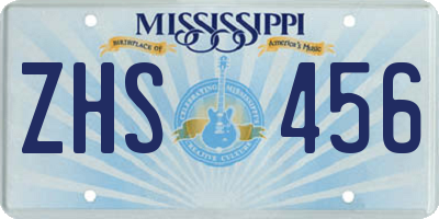 MS license plate ZHS456