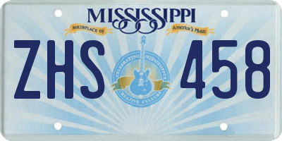 MS license plate ZHS458