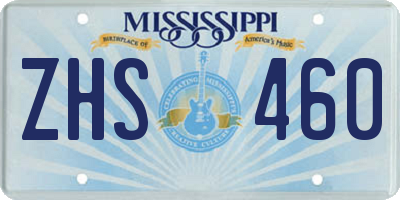 MS license plate ZHS460
