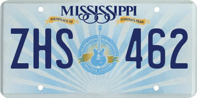 MS license plate ZHS462