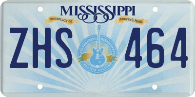 MS license plate ZHS464