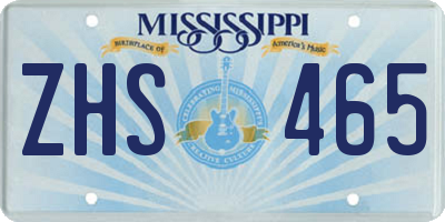 MS license plate ZHS465