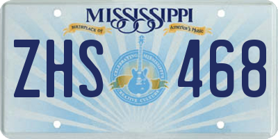 MS license plate ZHS468