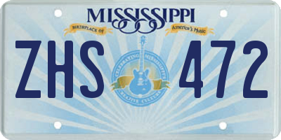 MS license plate ZHS472