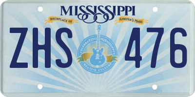 MS license plate ZHS476