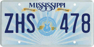 MS license plate ZHS478