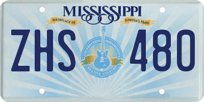 MS license plate ZHS480