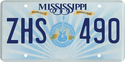 MS license plate ZHS490