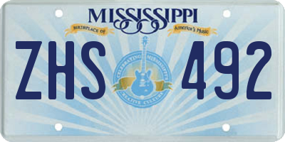 MS license plate ZHS492
