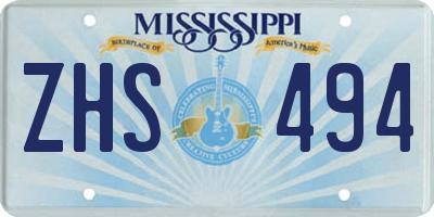 MS license plate ZHS494