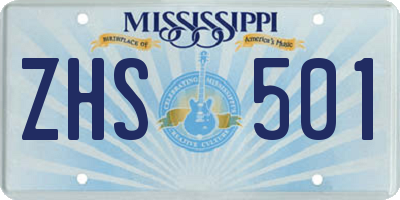 MS license plate ZHS501