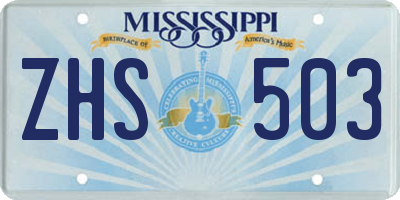 MS license plate ZHS503
