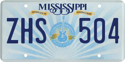 MS license plate ZHS504