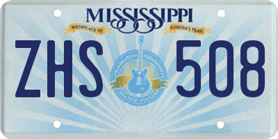 MS license plate ZHS508