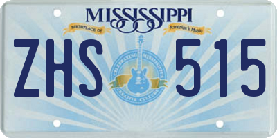 MS license plate ZHS515
