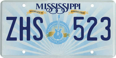 MS license plate ZHS523