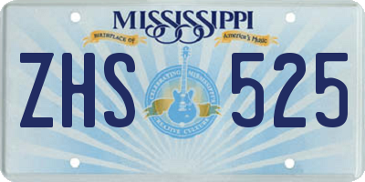 MS license plate ZHS525