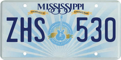 MS license plate ZHS530