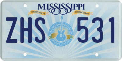 MS license plate ZHS531