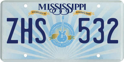 MS license plate ZHS532