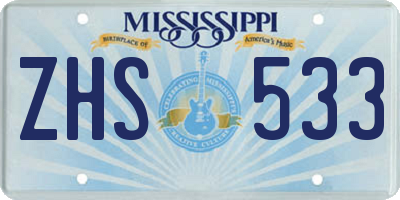 MS license plate ZHS533