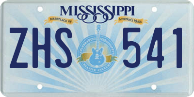 MS license plate ZHS541