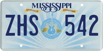 MS license plate ZHS542