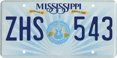 MS license plate ZHS543