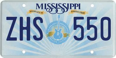 MS license plate ZHS550