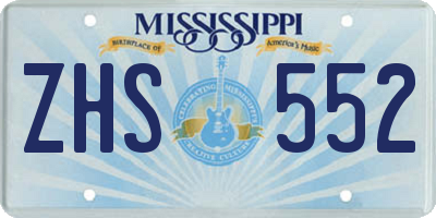 MS license plate ZHS552