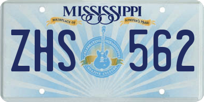 MS license plate ZHS562