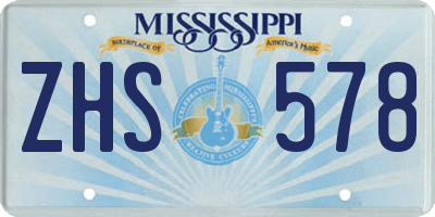 MS license plate ZHS578