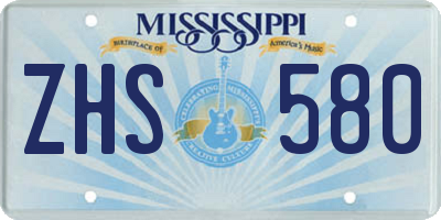 MS license plate ZHS580