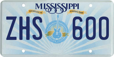 MS license plate ZHS600