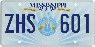 MS license plate ZHS601