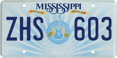 MS license plate ZHS603