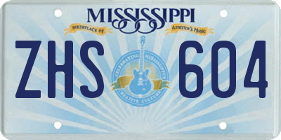 MS license plate ZHS604
