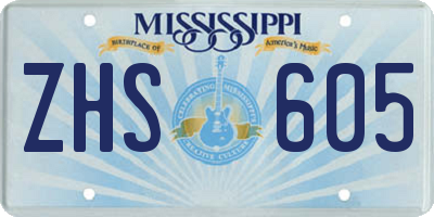 MS license plate ZHS605