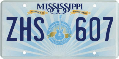 MS license plate ZHS607