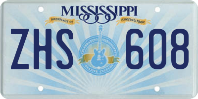 MS license plate ZHS608