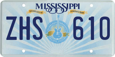 MS license plate ZHS610