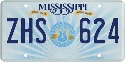 MS license plate ZHS624