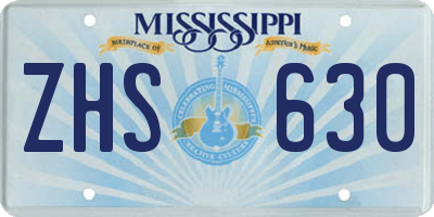 MS license plate ZHS630