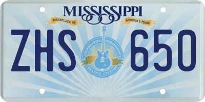 MS license plate ZHS650
