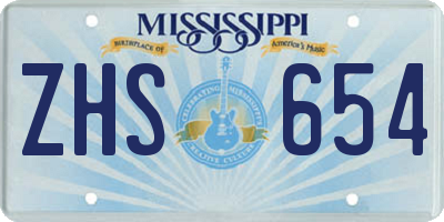MS license plate ZHS654