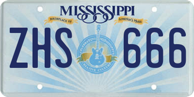 MS license plate ZHS666