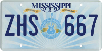MS license plate ZHS667